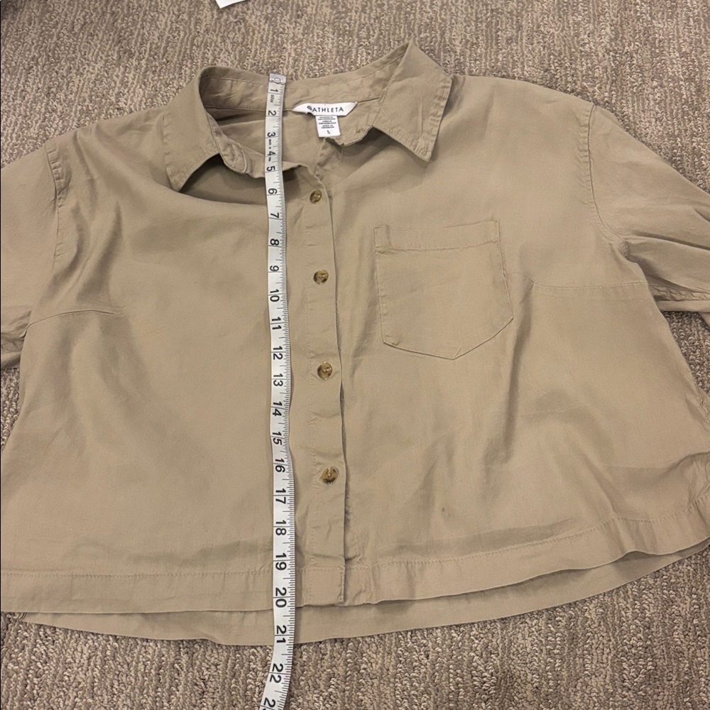 Athleta Khaki Button-Up Shirt - Picture 7 of 9